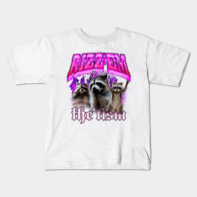 Rizz Em With The Tism Retro Shirt, Vintage Funny Raccoon Graphic Shirt, Autism Awareness, Raccoon Meme Kids T-Shirt by Hamza Froug